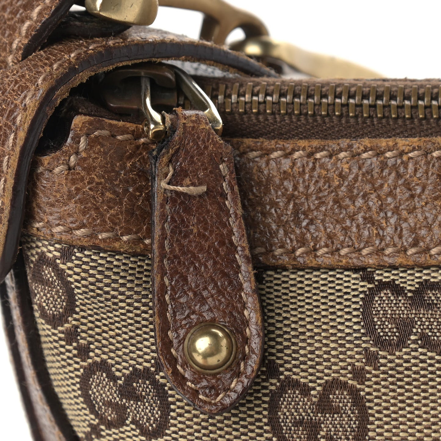 Monogram Web Studded Pelham Shoulder Bag Dark Brown