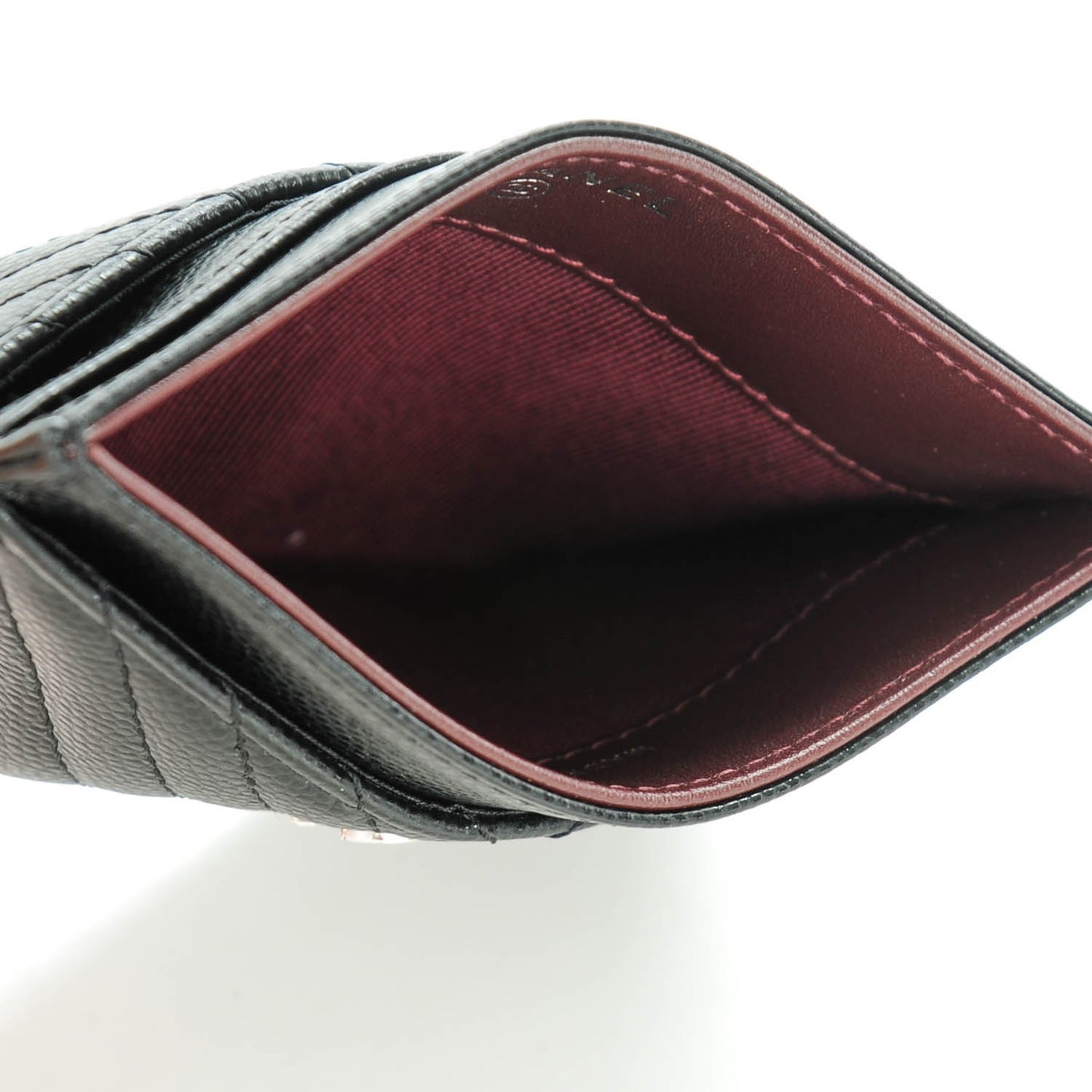 Caviar Chevron Quilted Card Holder Black