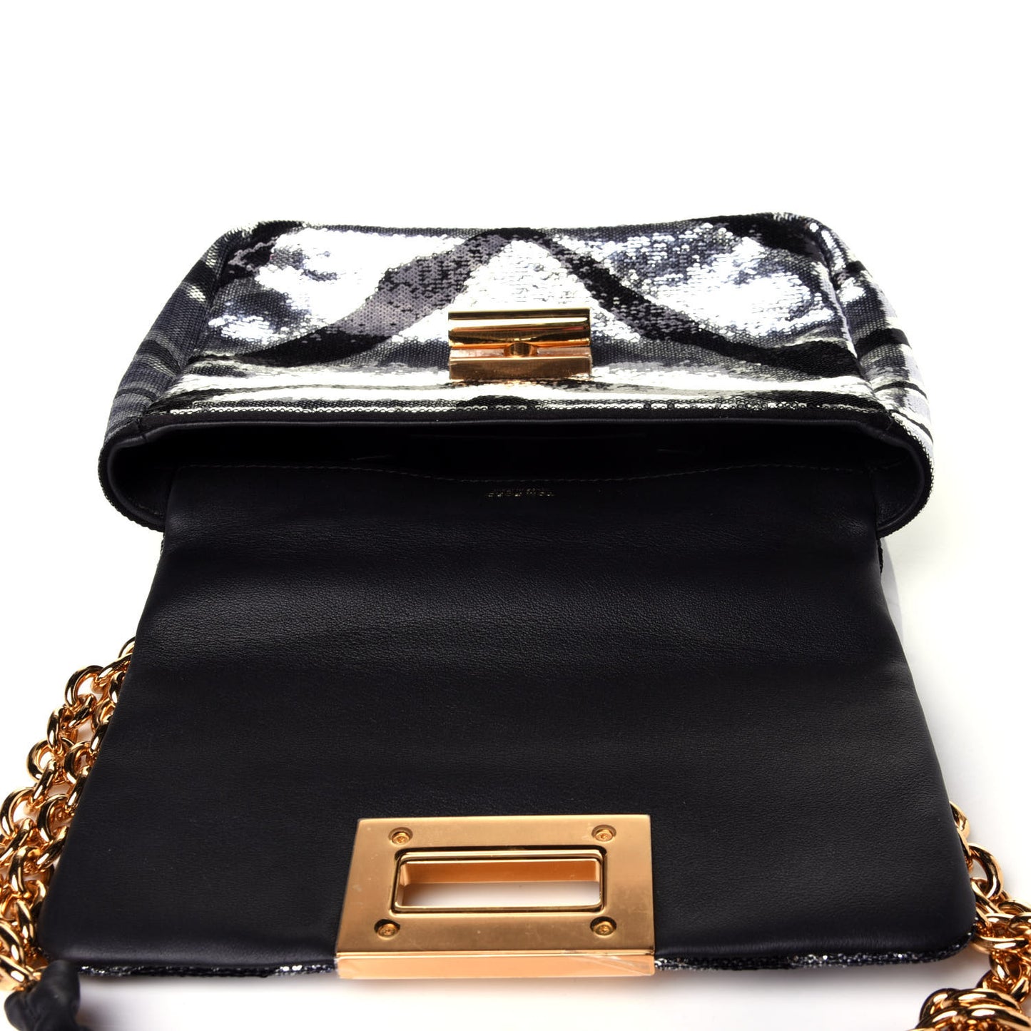 Sequin Zebra Print Natalia Large Bag Black Silver