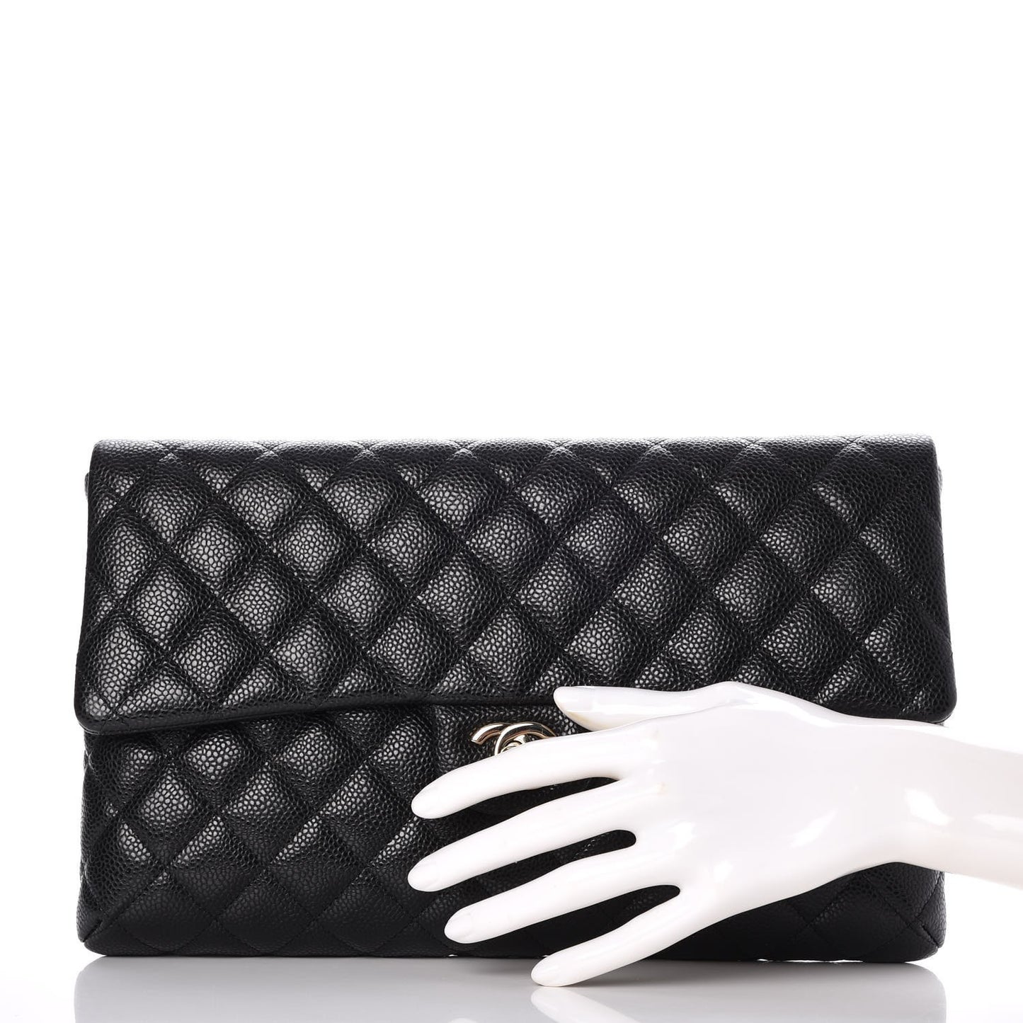 Caviar Quilted Flap Clutch Black
