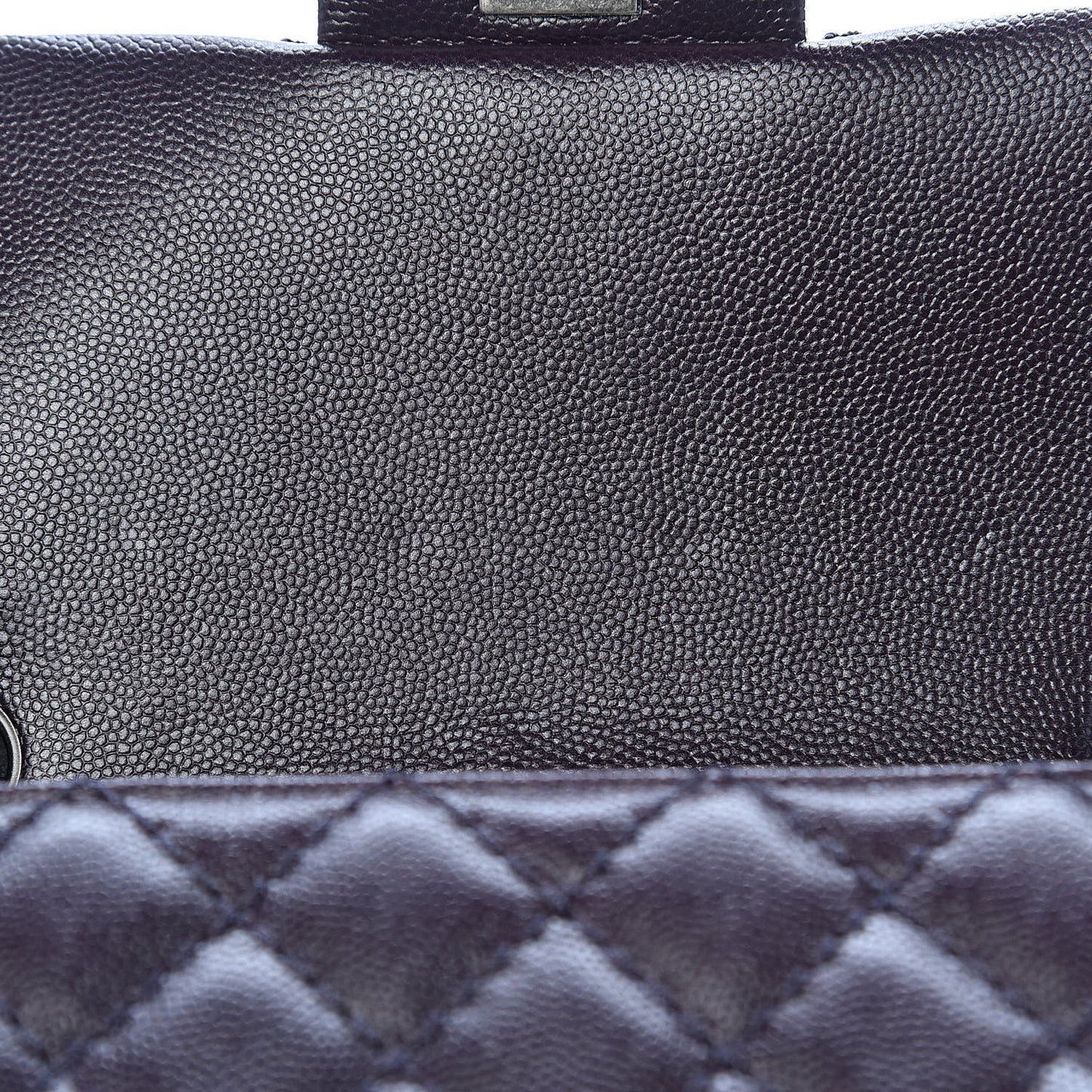 Washed Caviar Quilted Mini Rectangular Flap Dark Purple