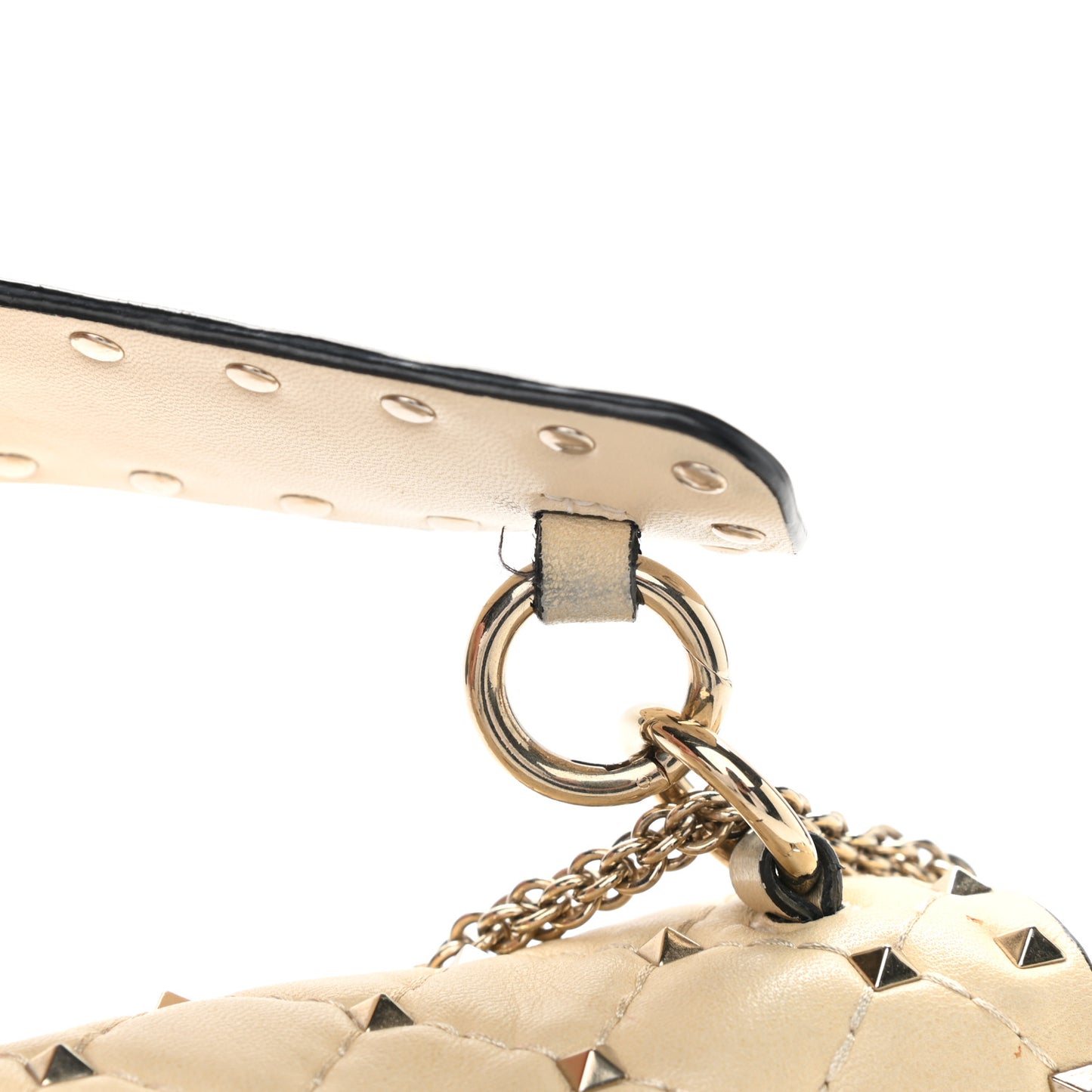 Nappa Medium Rockstud Spike Shoulder Bag Light Ivory