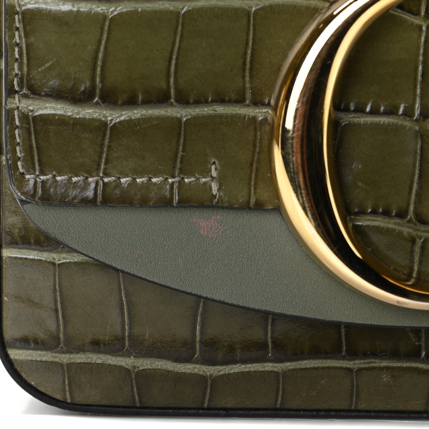 Chloe Calfskin Crocodile Embossed Mini C Double Carry Misty Forest 7 of 10