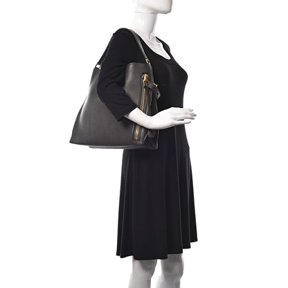 Tom Ford Pebbled Calfskin Small Alix Padlock Zip Hobo Bag Dark Pearl 3 of 10