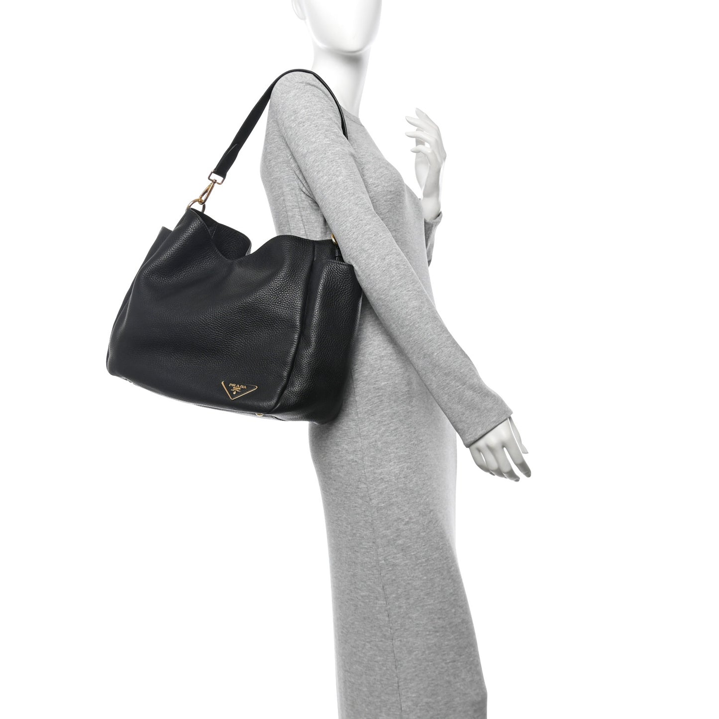 Vitello Daino Side Pocket Hobo Black