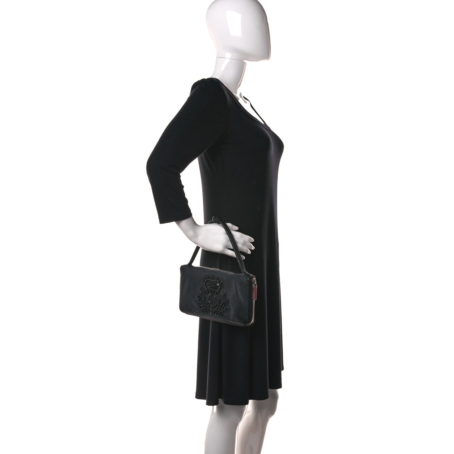 Calfskin Embellished Baguette Black