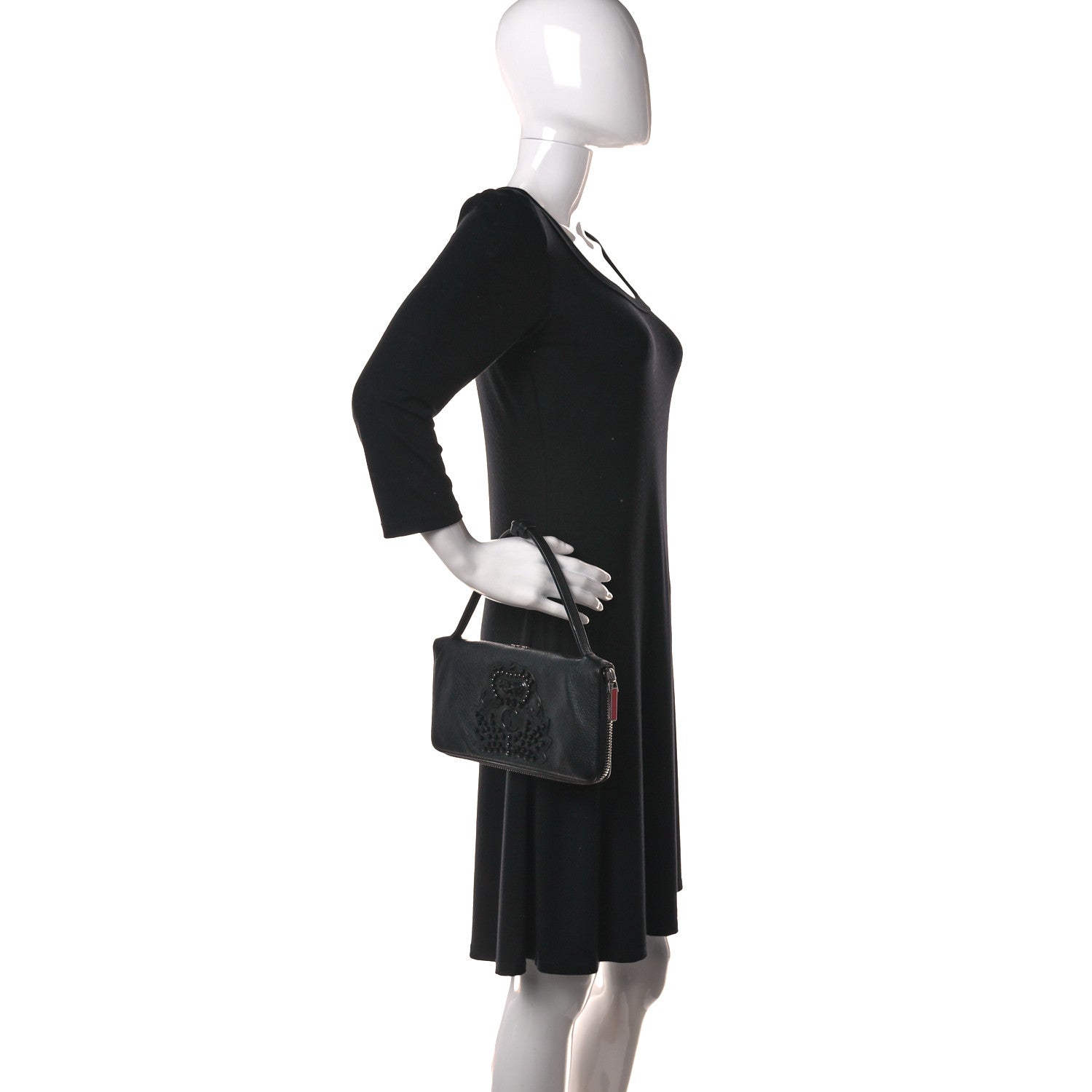 Christian Louboutin Calfskin Embellished Baguette Black 2 of 21