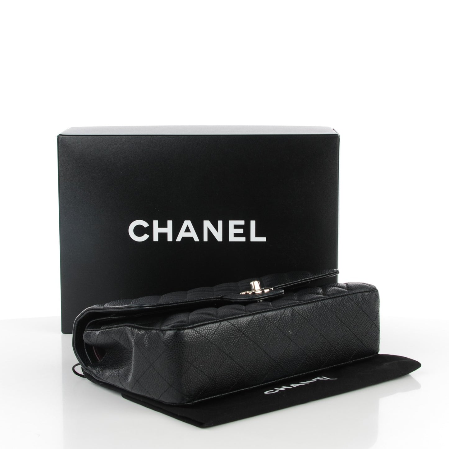 Caviar Quilted Medium Double Flap Black