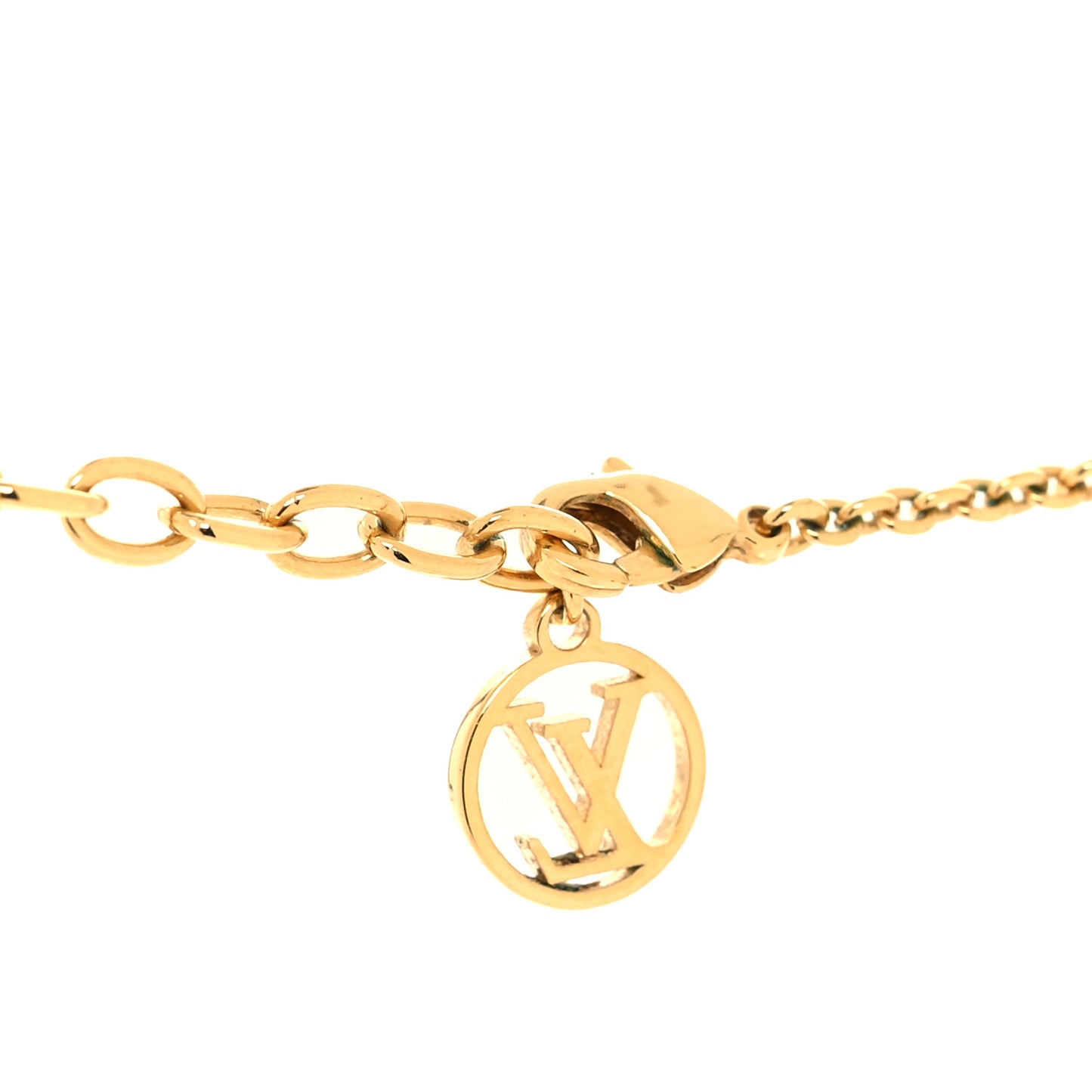 LOUIS VUITTON Crystal Essential V Necklace Gold Pink Yellow