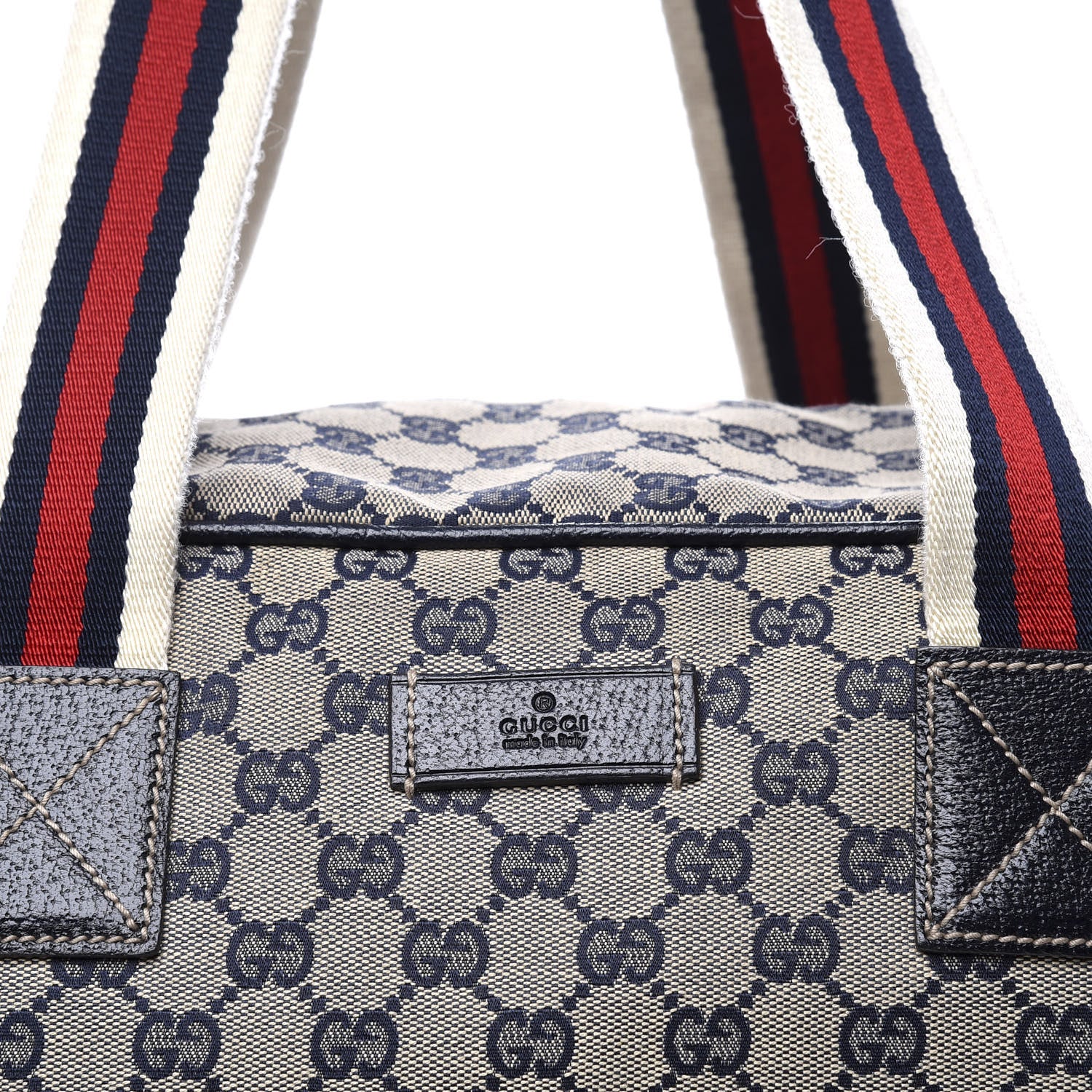 Gucci GG Monogram Web Medium Collapsable Carry On Duffle Navy 12 of 12