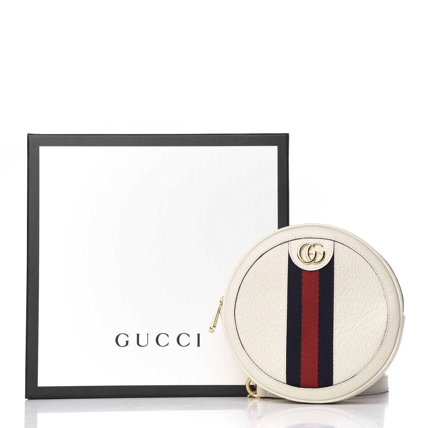 Gucci Textured Calfskin Web Mini Ophidia Round Backpack Mystic White 9 of 9