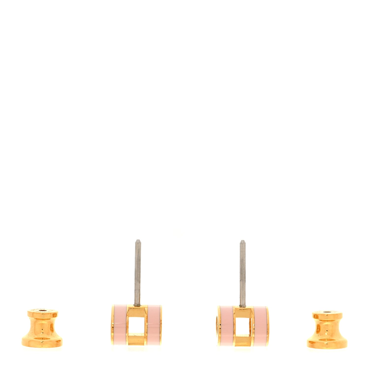 Hermes Rose Gold Lacquered Mini Pop H Earrings Rose Dragee 3 of 5