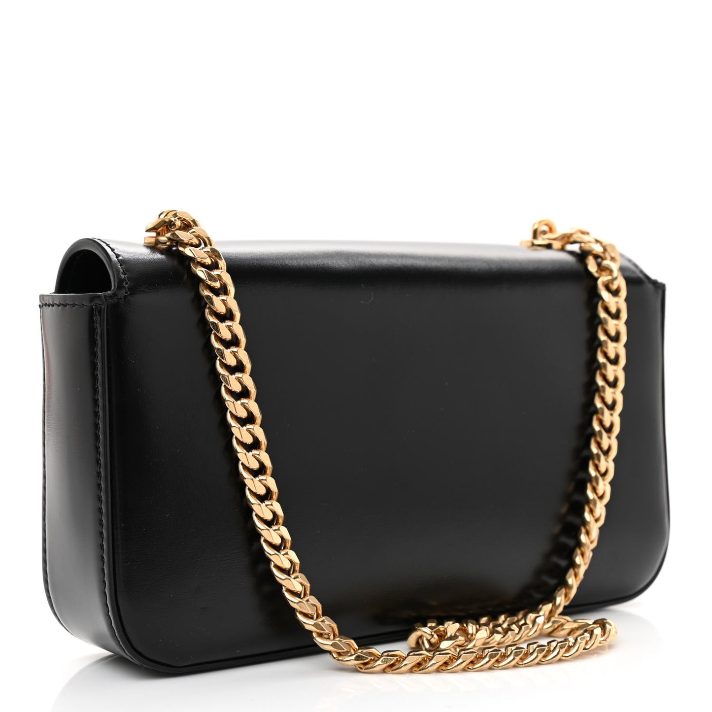 Shiny Calfskin Cuir Triomphe Chain Shoulder Bag Black