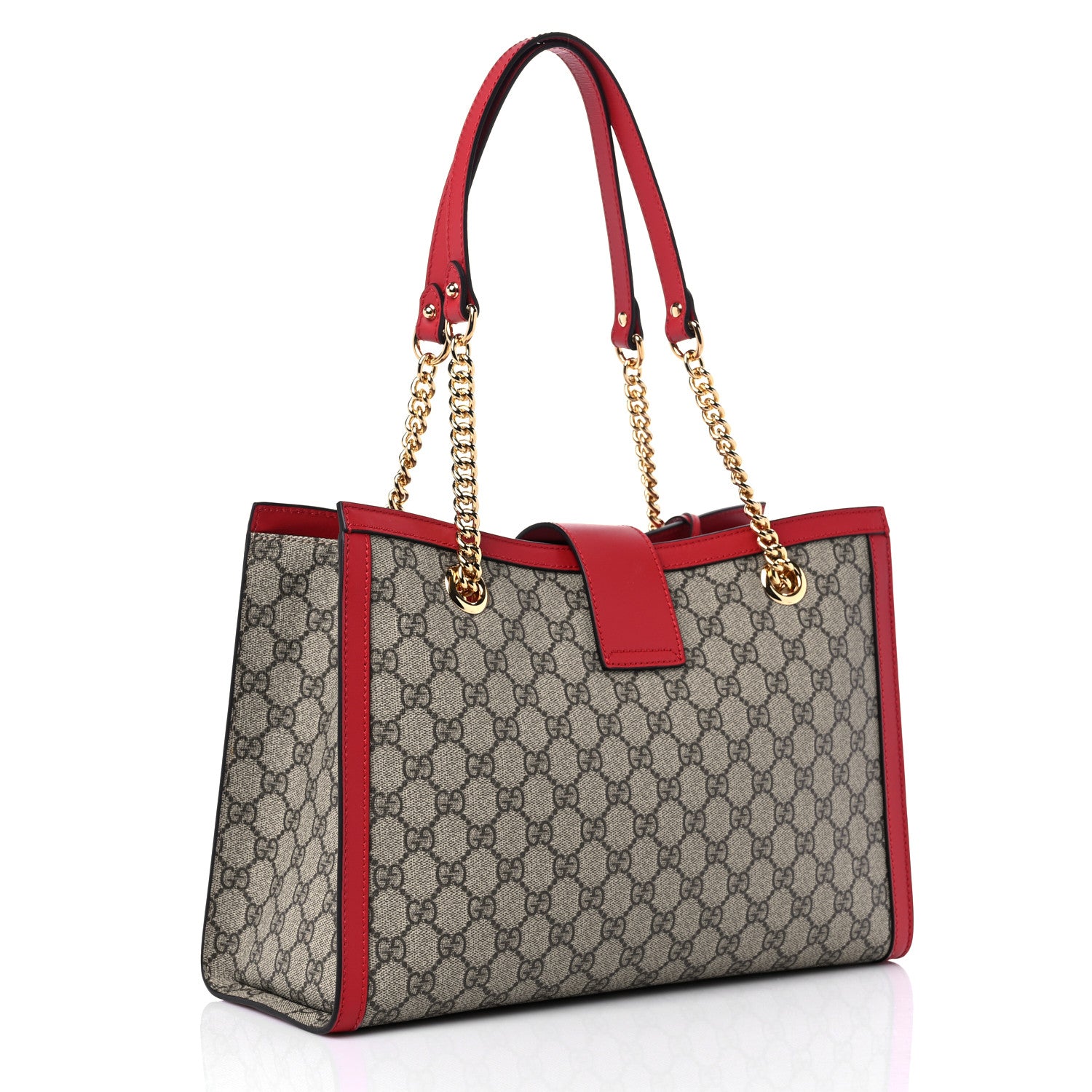 Gucci GG Supreme Monogram Medium Padlock Tote Hibiscus Red 3 of 10
