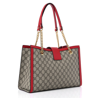 Gucci GG Supreme Monogram Medium Padlock Tote Hibiscus Red 3 of 10