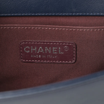 Chanel Velvet Tweed Quilted Medium Boy Flap Dark Navy Blue 6 of 15