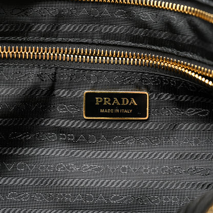 Prada Glossy Calfskin Triangle Large Bonnie Shoulder Bag Black 11 of 19