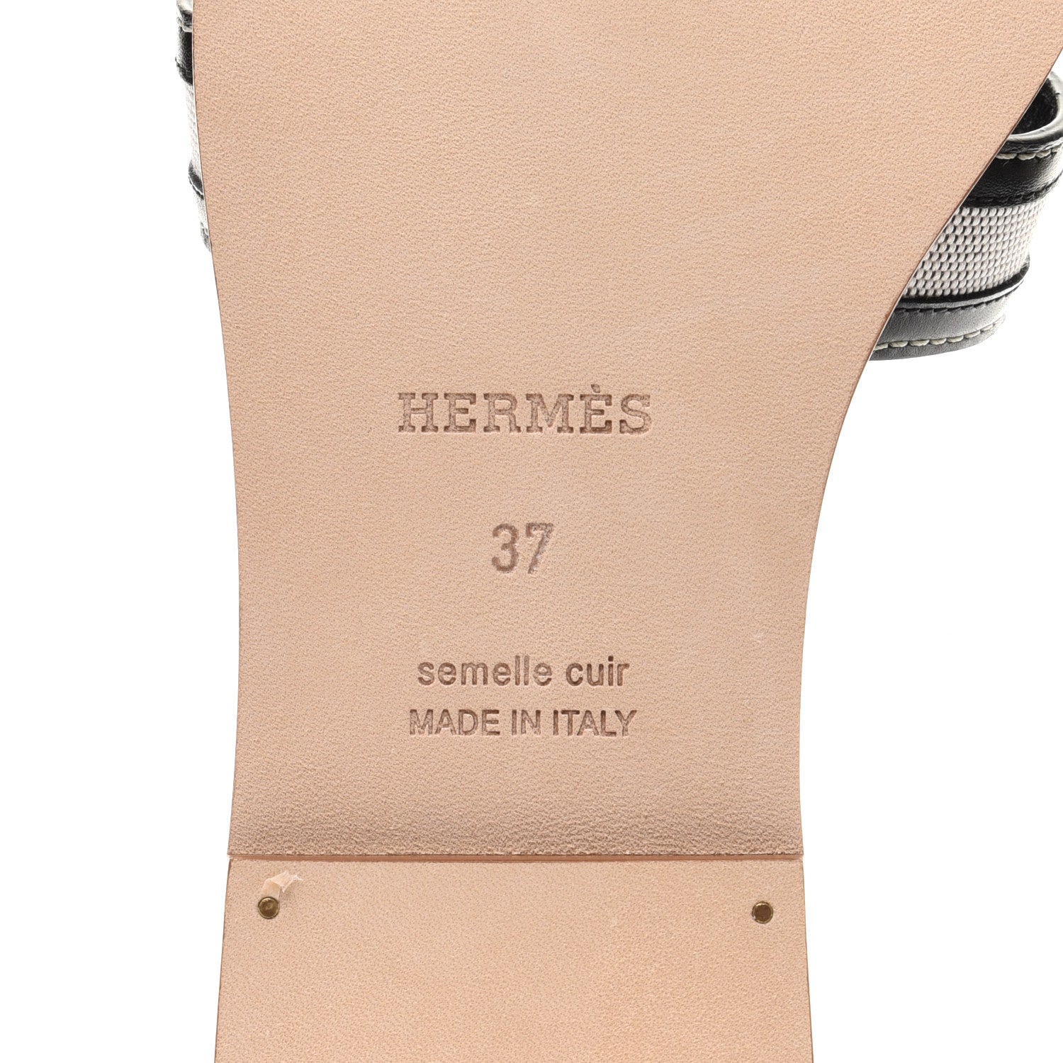 Hermes Calfskin Canvas Oran Sandals 37 Black 6 of 8