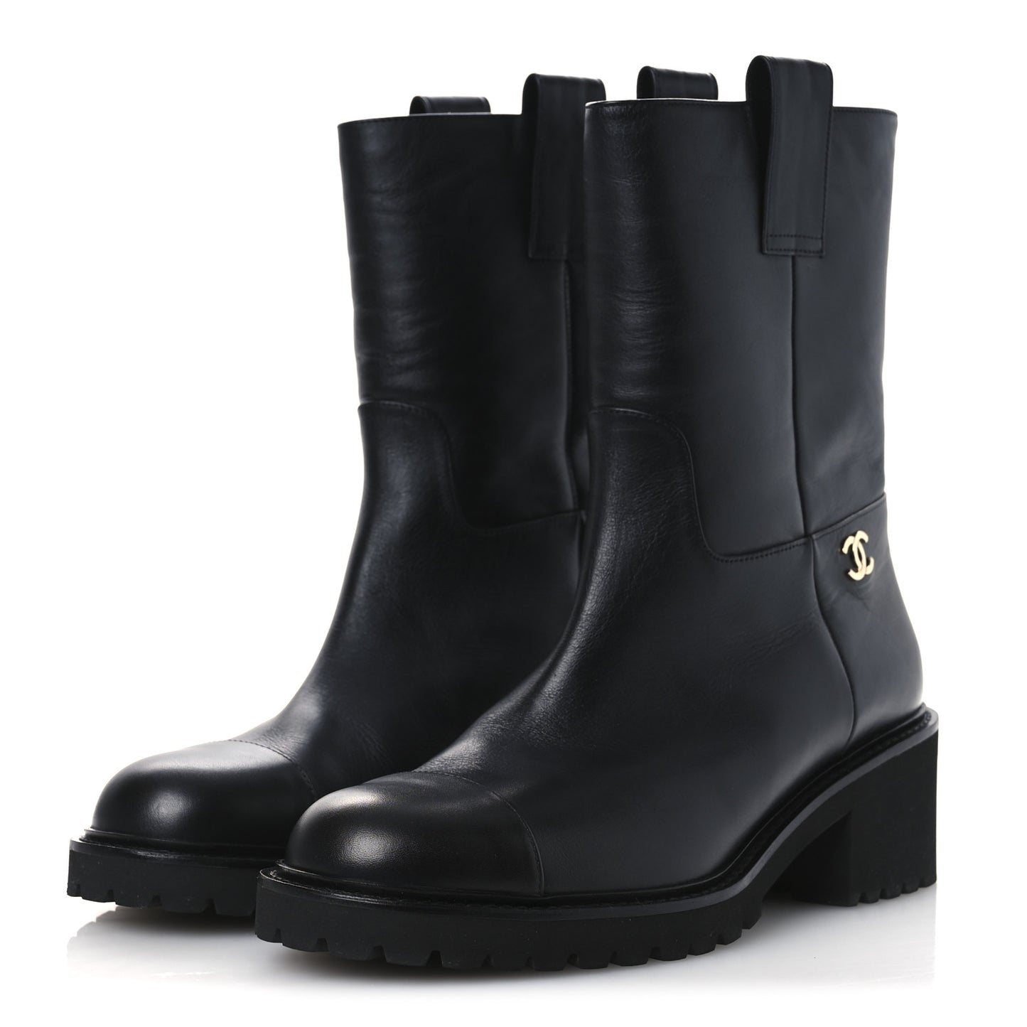 Calfskin CC Ankle Boots 39.5 Black