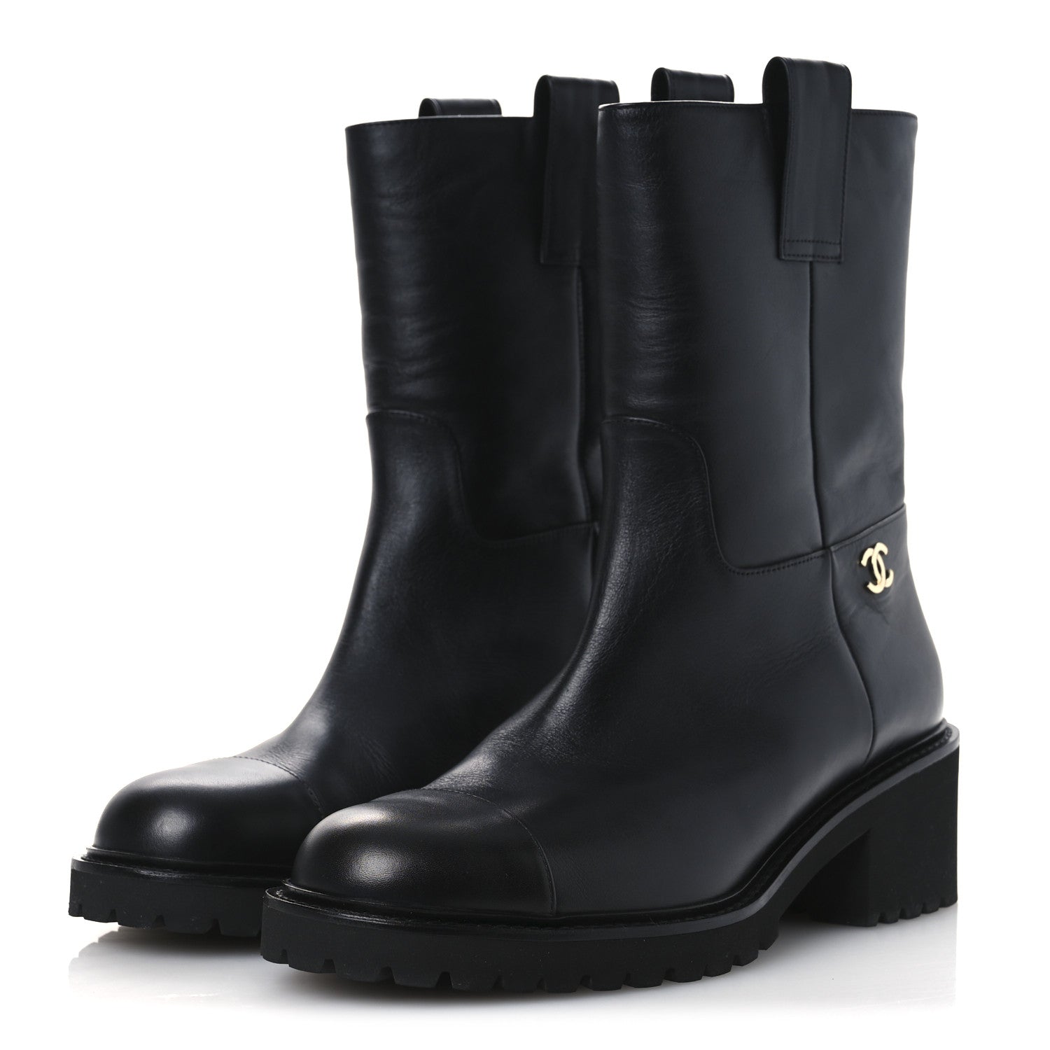Chanel Calfskin CC Ankle Boots 39.5 Black 4 of 11