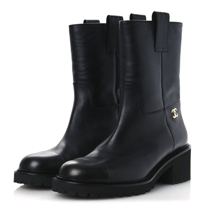 Chanel Calfskin CC Ankle Boots 39.5 Black 4 of 11