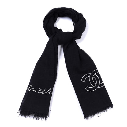 Chanel Cashmere Silk CC Scarf Black 1 of 5