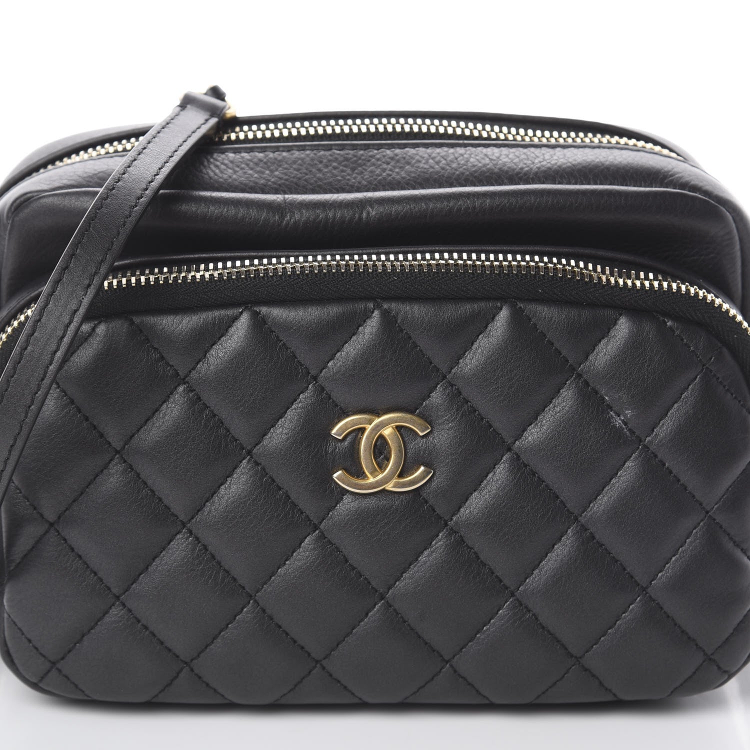 Chanel Calfskin Quilted Day Trips Camera Case Black 9 of 9
