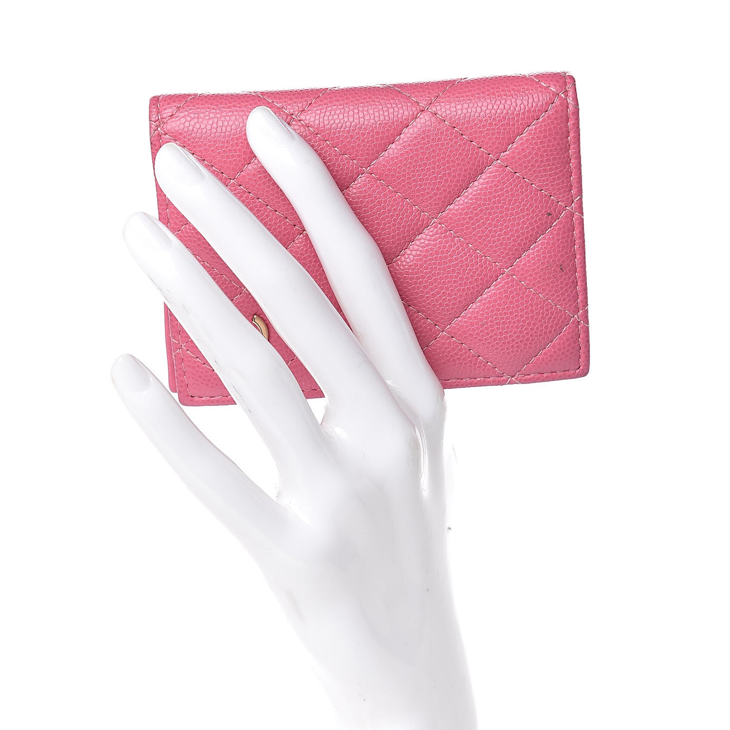 Chanel Caviar Quilted Card Holder Wallet Pink 2 of 15