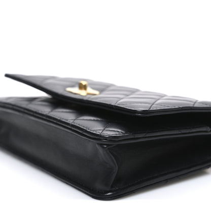 Chanel Lambskin Quilted CC Pearl Crush Wallet on Chain WOC Black 10 of 10