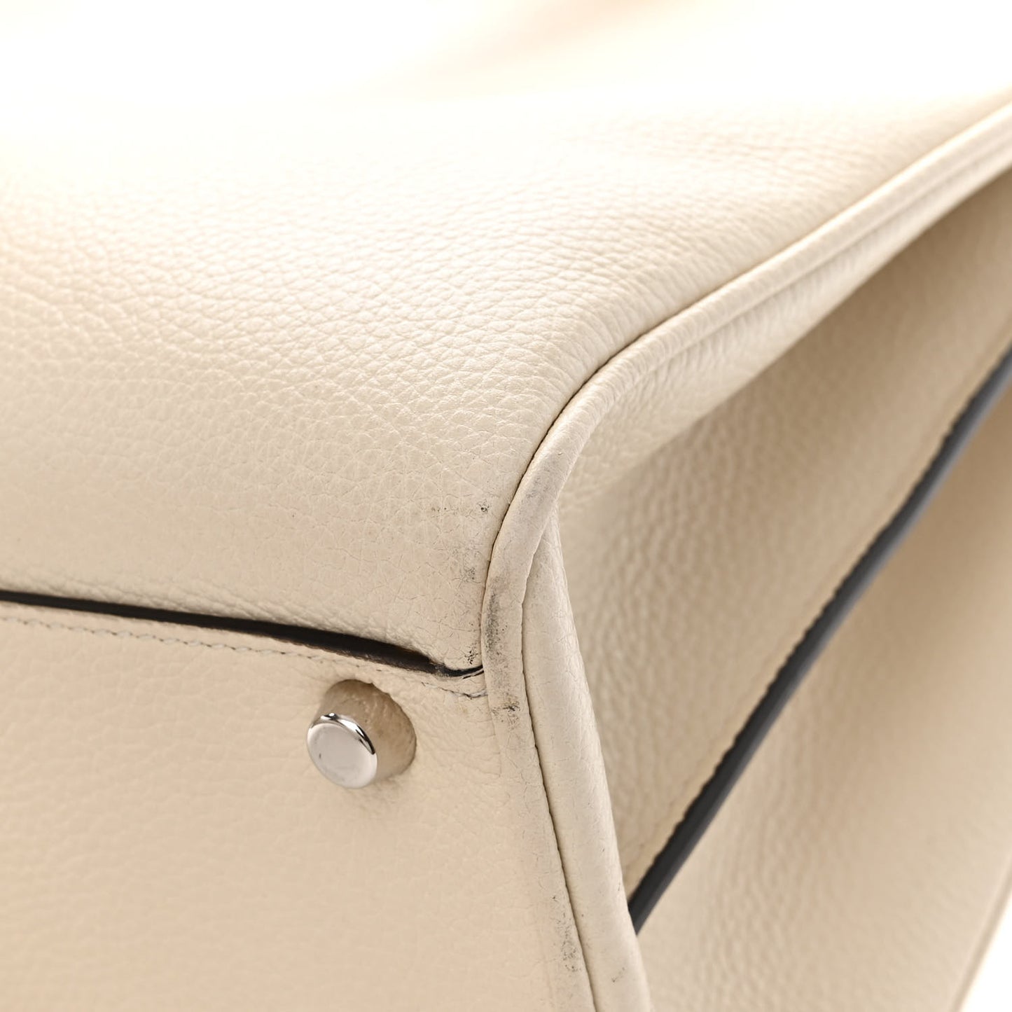 Grainy Calfskin Medium Zumi Top Handle Bag Mystic White