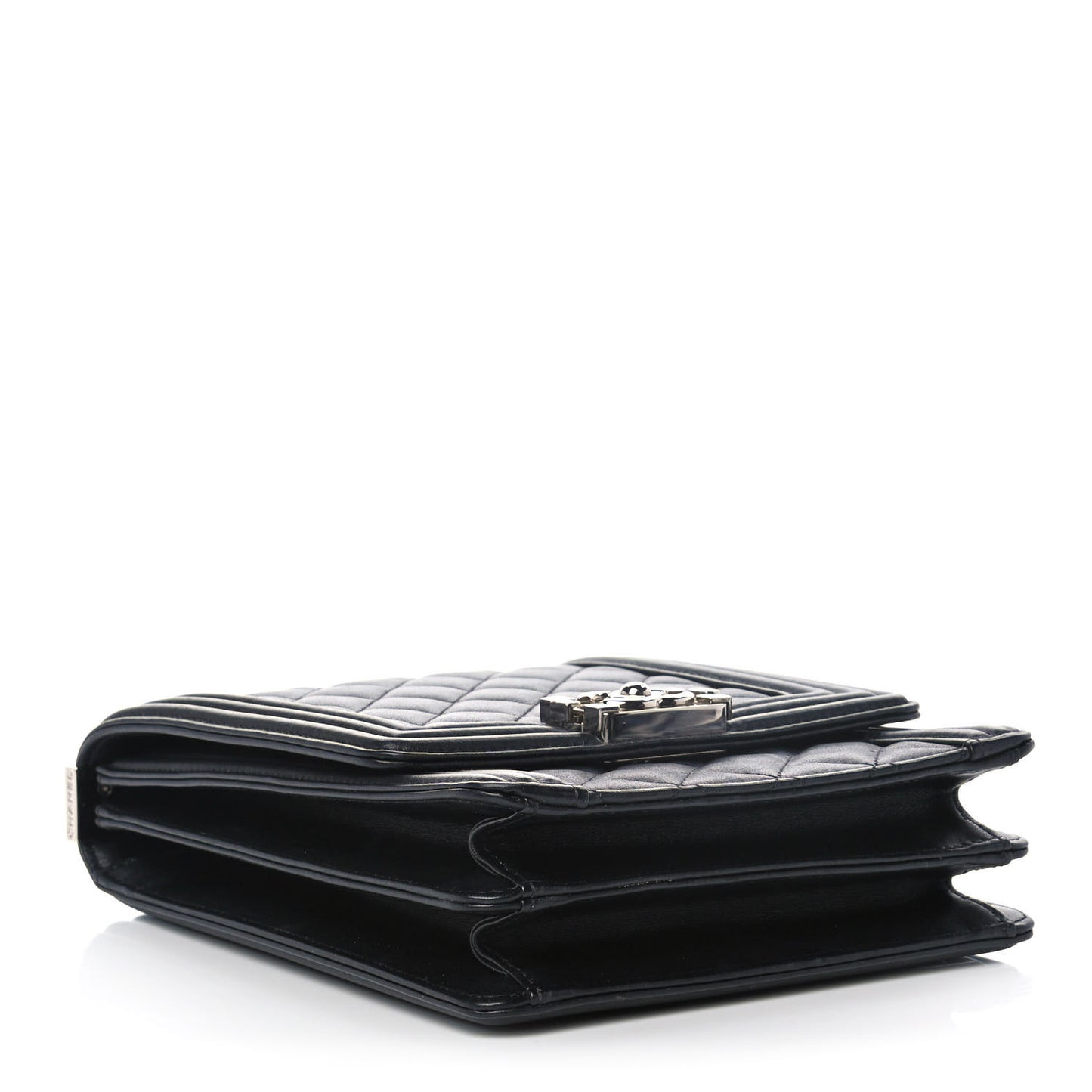 Calfskin Quilted North South Boy Flap Black