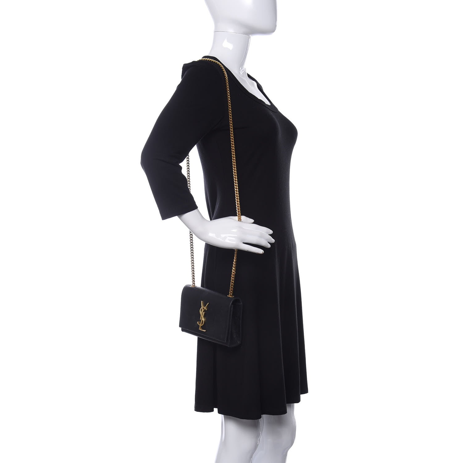 Saint Laurent Grain De Poudre Small Monogram Kate Satchel Black 2 of 14