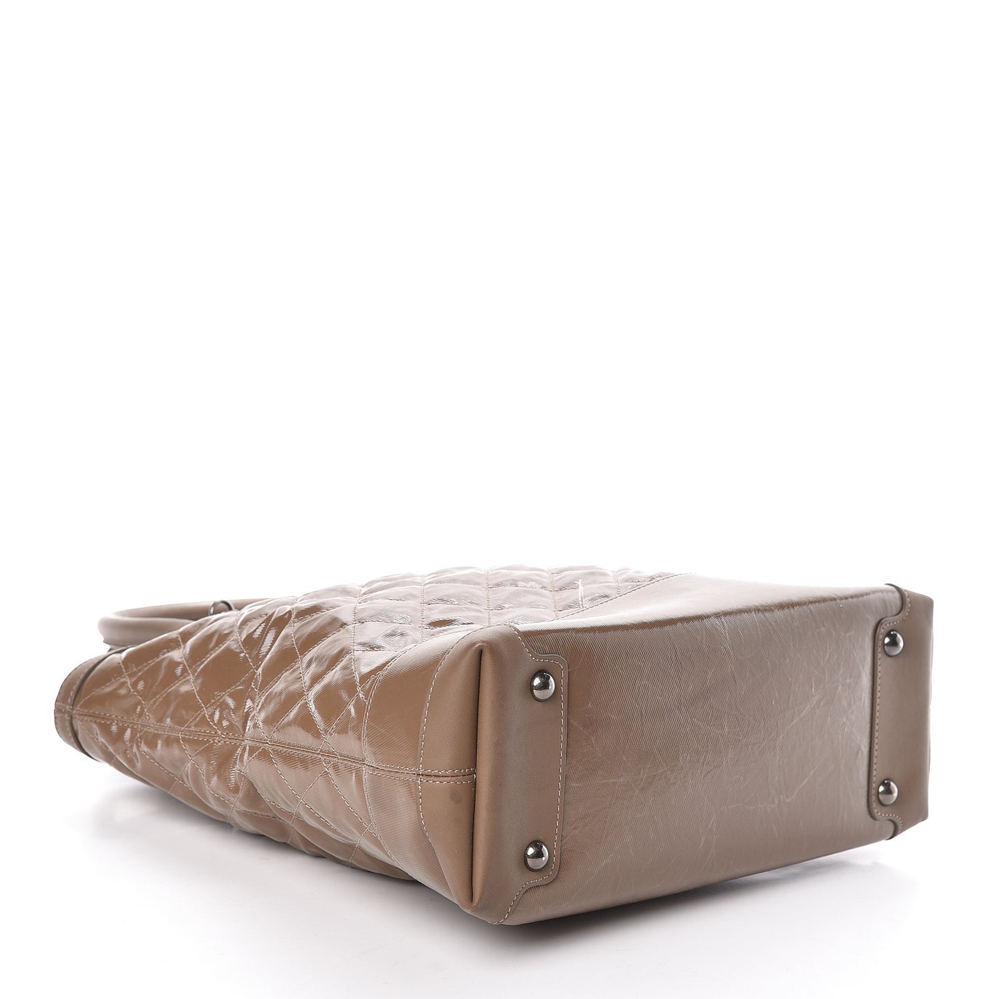 Coated Canvas Quilted Tote Taupe