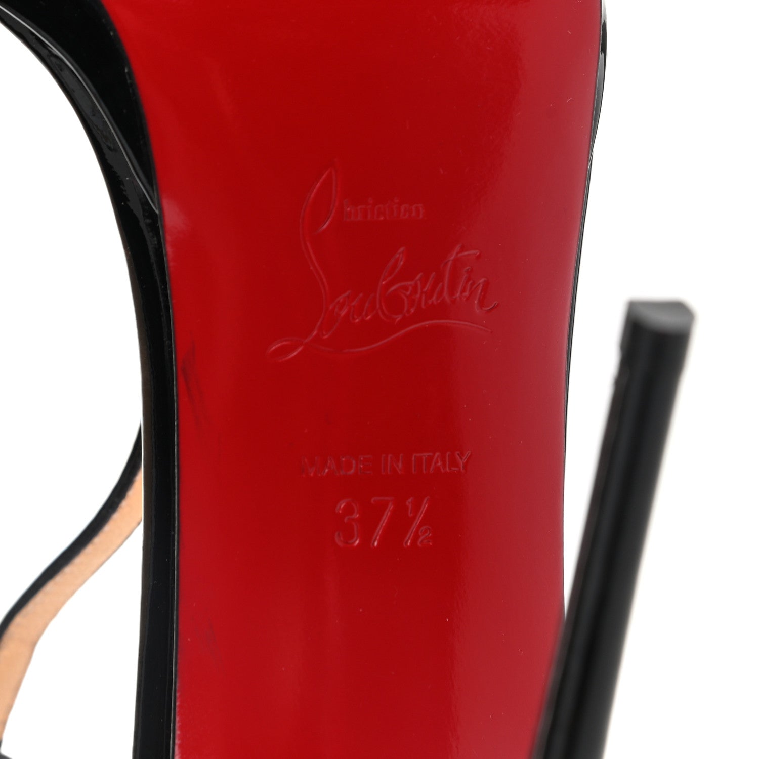 Christian Louboutin Patent 100 T-Strap Sandals 37.5 Black 6 of 8