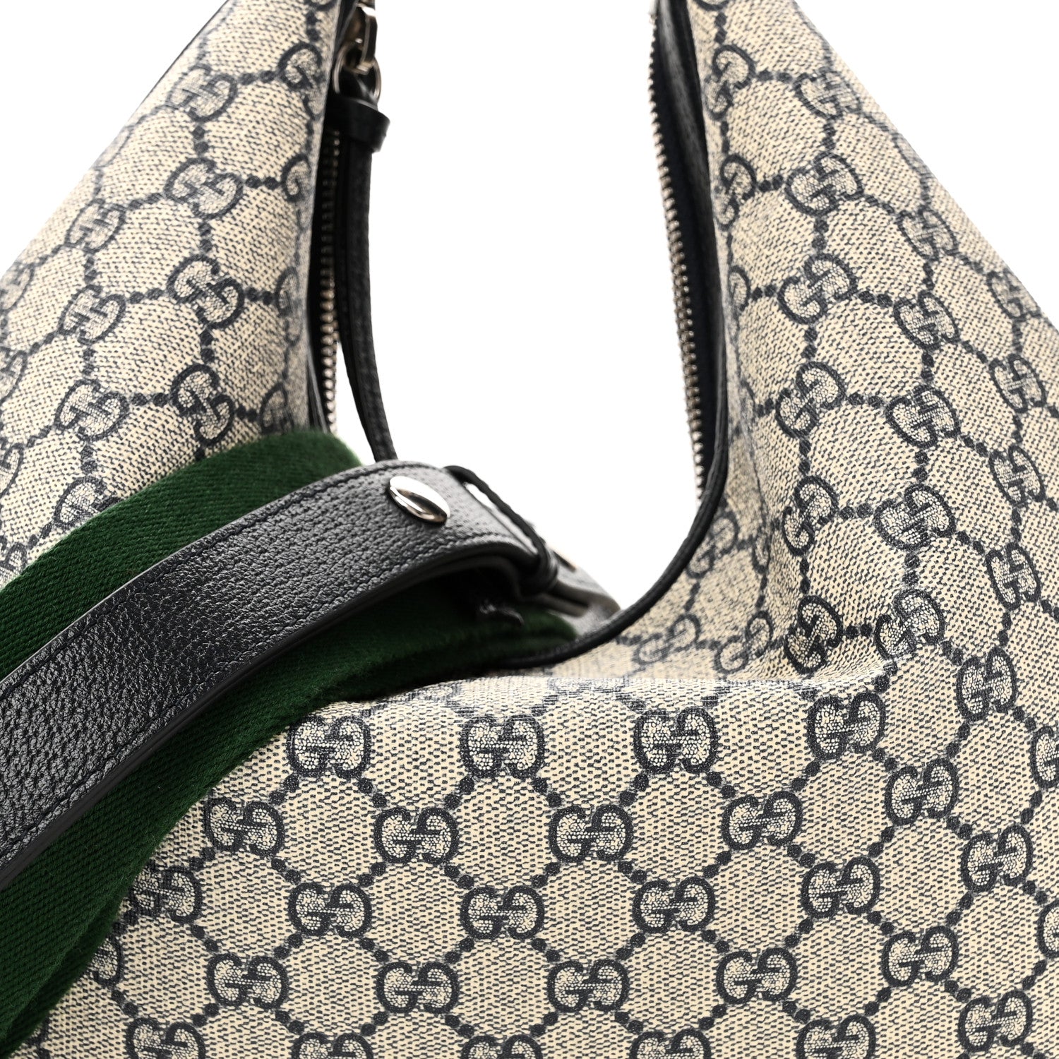 Gucci GG Supreme Monogram Textured Calfskin Web Large Attache Shoulder Bag Beige Blue 8 of 10