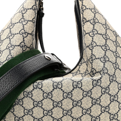 Gucci GG Supreme Monogram Textured Calfskin Web Large Attache Shoulder Bag Beige Blue 8 of 10