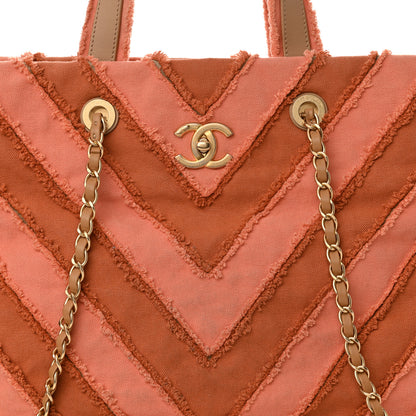 Chanel Canvas Chevron Cuba Patchwork Shopper Tote Orange 8 of 14