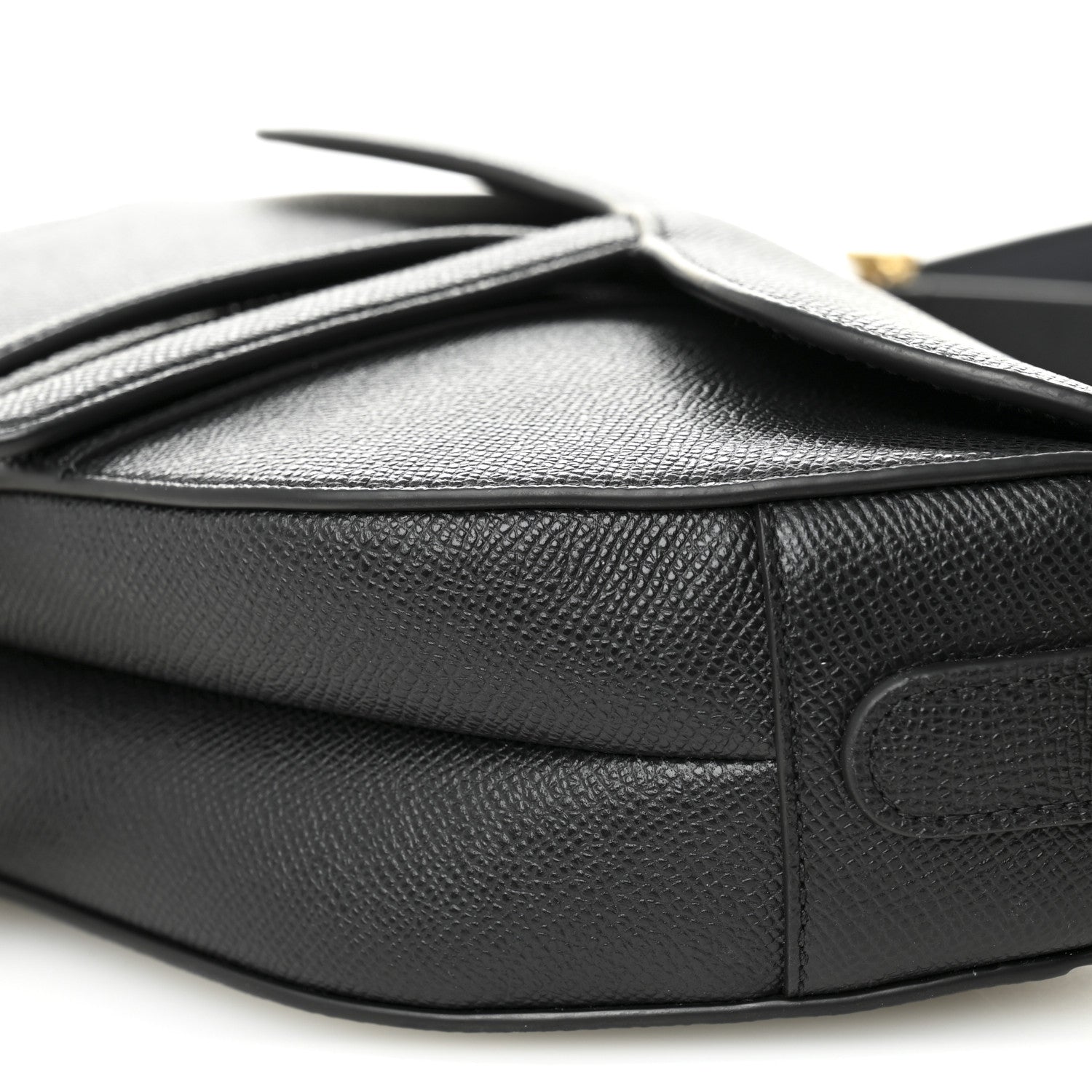 Christian Dior Grained Calfskin Saddle Bag With Strap Black 10 of 11