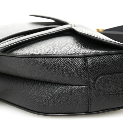 Christian Dior Grained Calfskin Saddle Bag With Strap Black 10 of 11