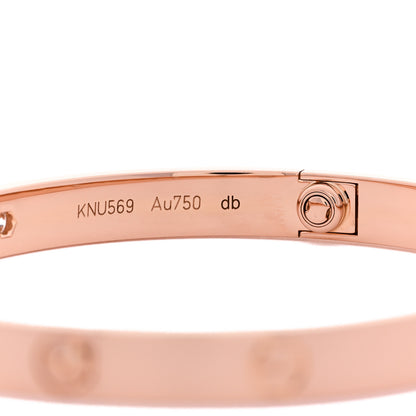 Cartier 18K Pink Gold 4 Diamond LOVE Bracelet 19 5 of 7
