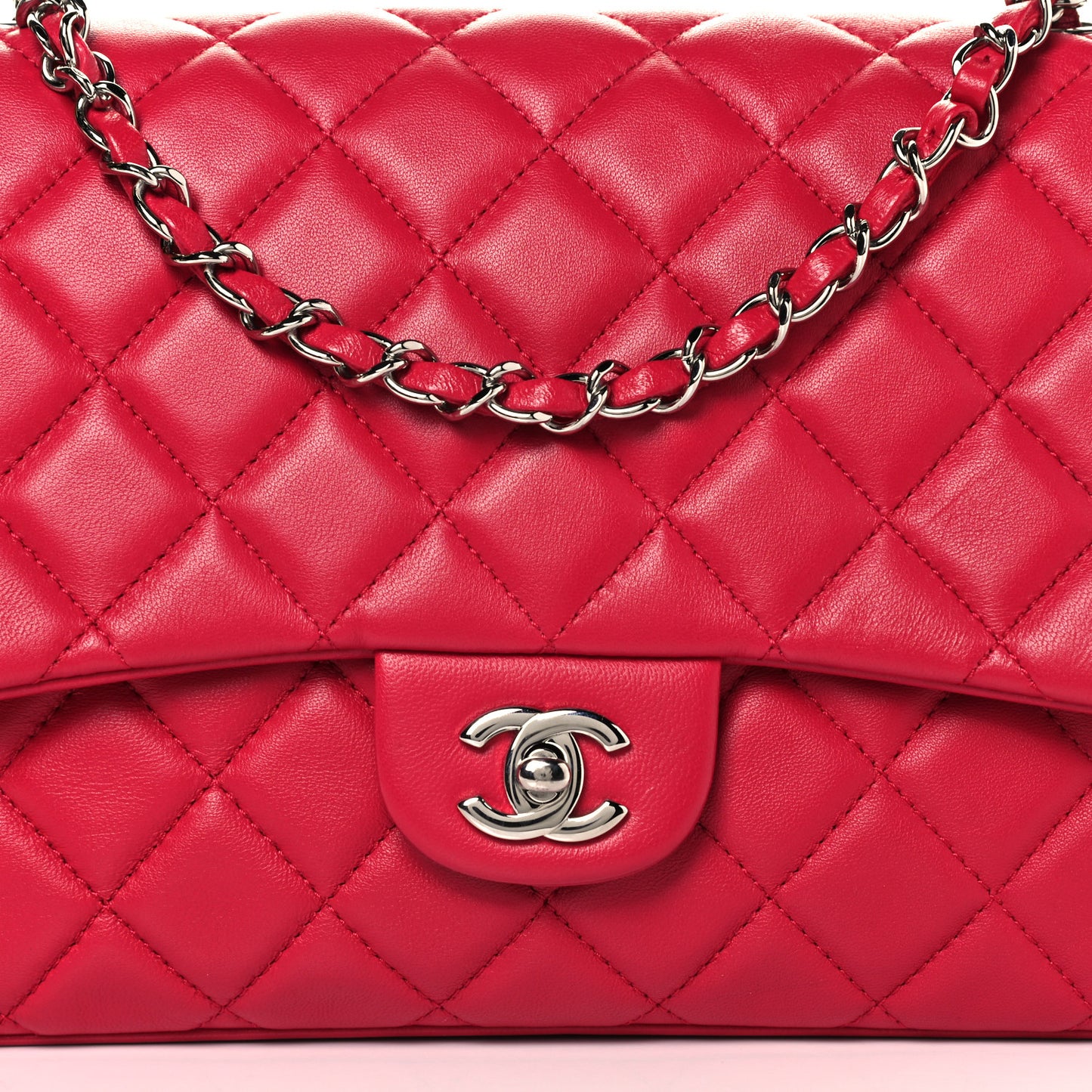 Lambskin Quilted Jumbo Chanel 3 Flap Dark Pink