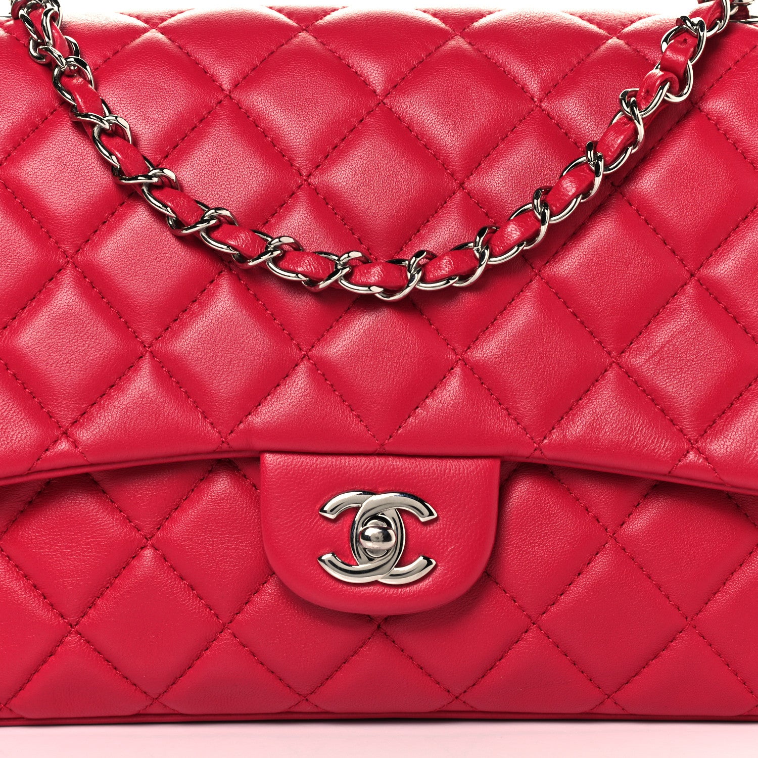 Chanel Lambskin Quilted Jumbo Chanel 3 Flap Dark Pink 8 of 10