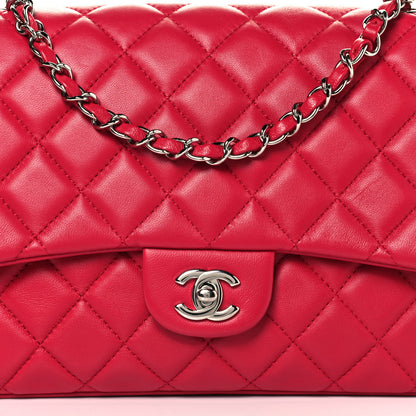 Chanel Lambskin Quilted Jumbo Chanel 3 Flap Dark Pink 8 of 10