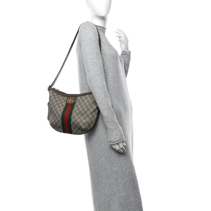Gucci GG Supreme Monogram Web Small Ophidia Half Moon Hobo Brown 2 of 11