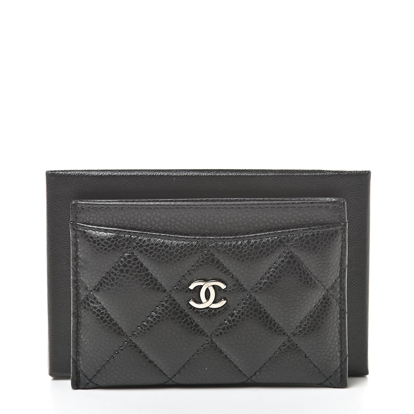 Caviar Quilted Card Holder Black