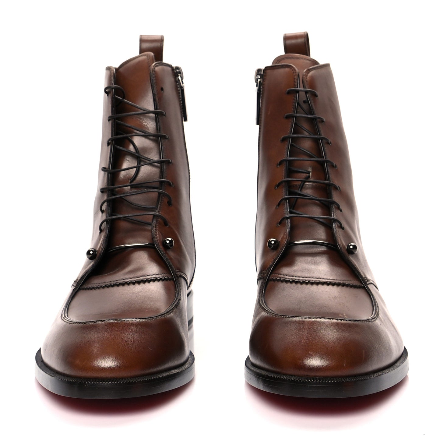 Patine Calfskin Mens Ajmone Flat Boots 42.5 Havane