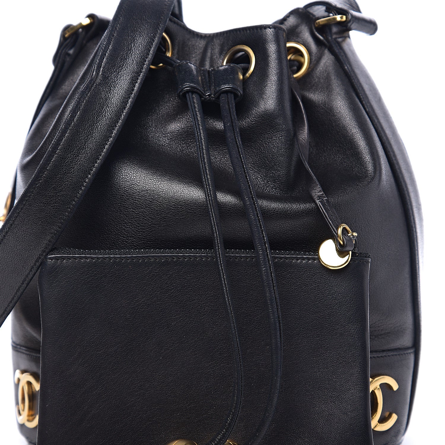 Chanel Lambskin CC Drawstring Shoulder Bag Black 9 of 11