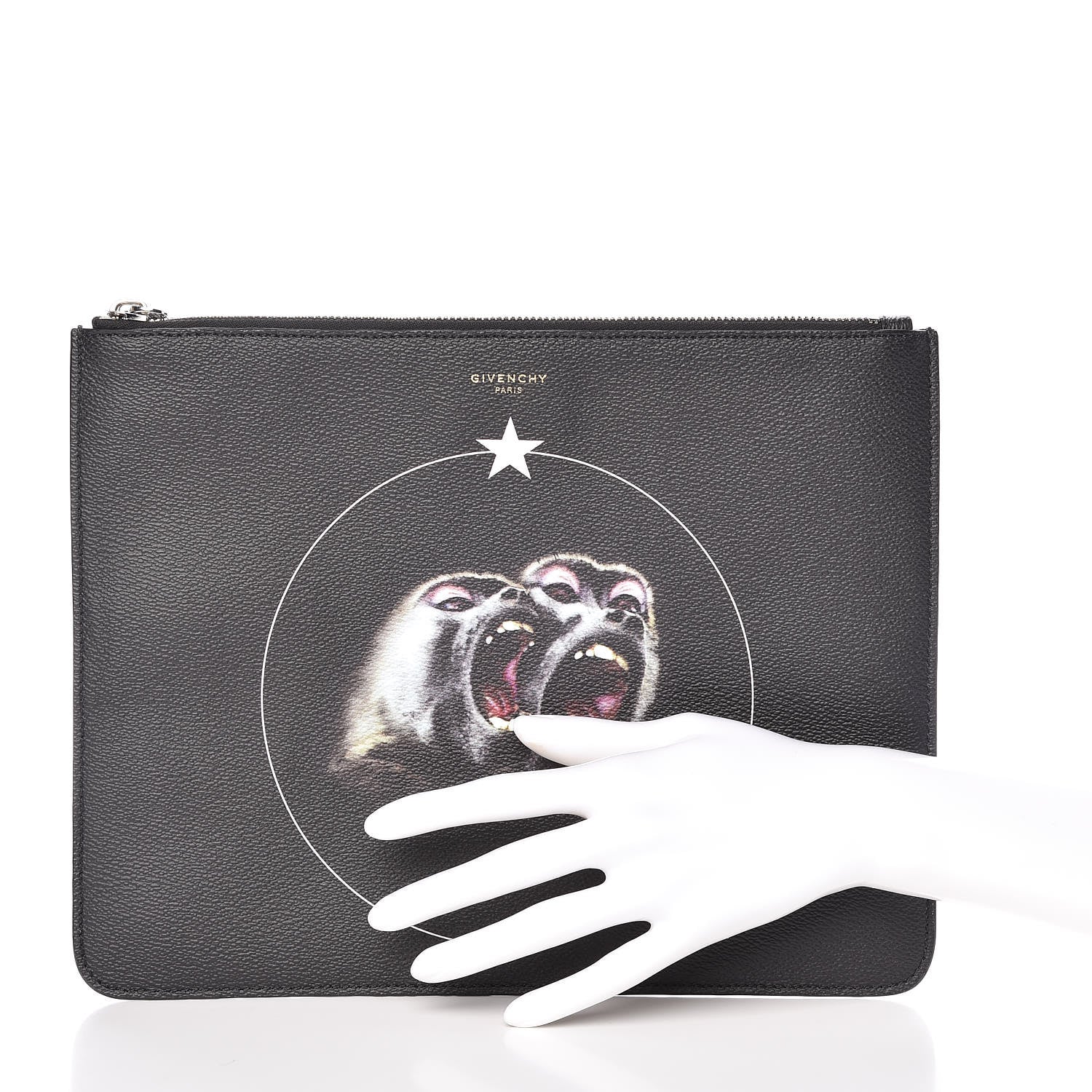 Givenchy Coated Canvas Monkey Brother Print Large Zip Pouch Black 2 of 8