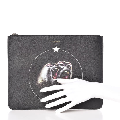 Givenchy Coated Canvas Monkey Brother Print Large Zip Pouch Black 2 of 8