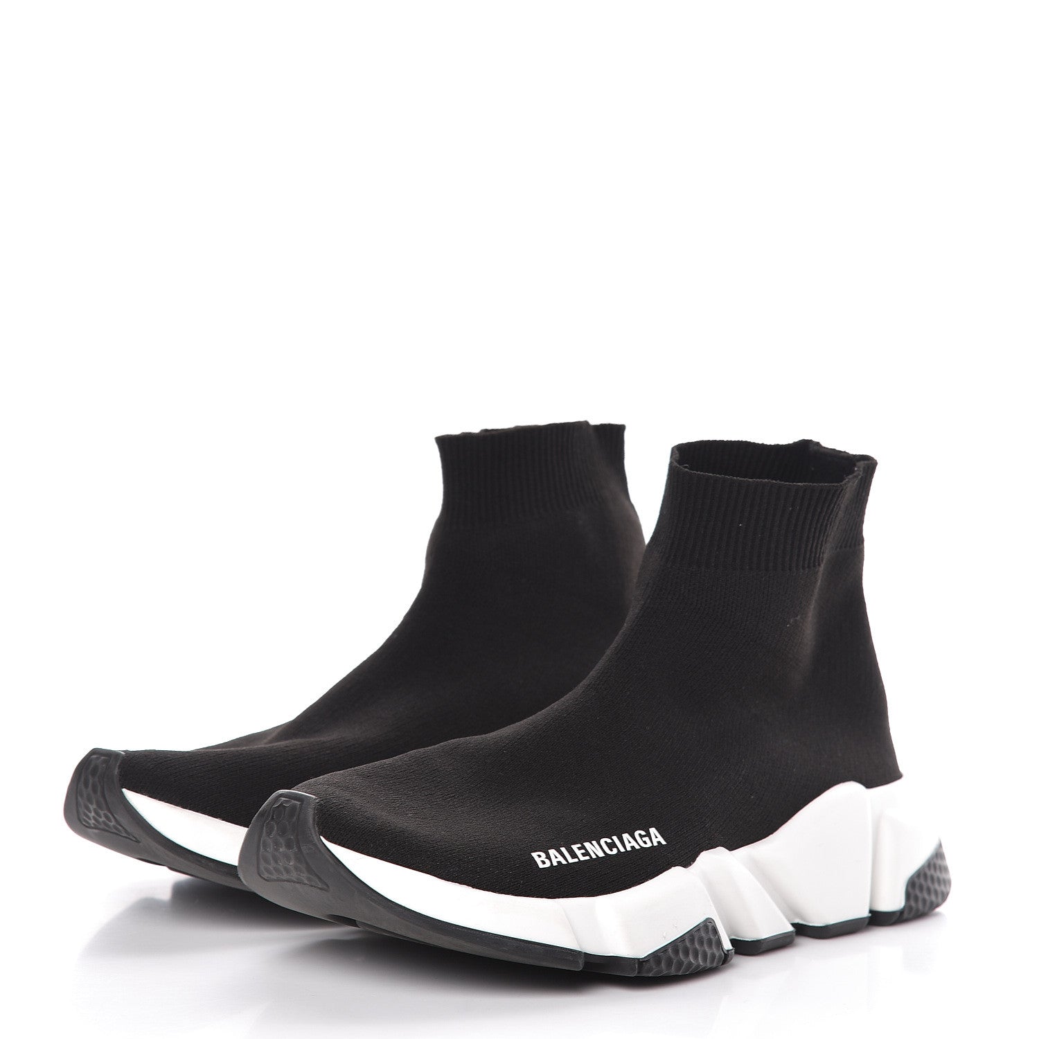 Balenciaga Neoprene Knit Womens Speed Sneakers 38 Black White 3 of 11